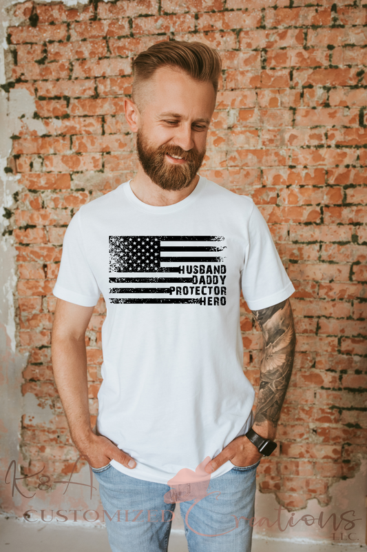 Husband, Daddy, Protector, Hero Short Sleeve T-Shirt