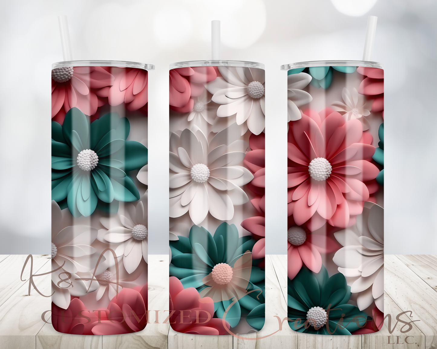 3D Flowers 20oz Tumbler