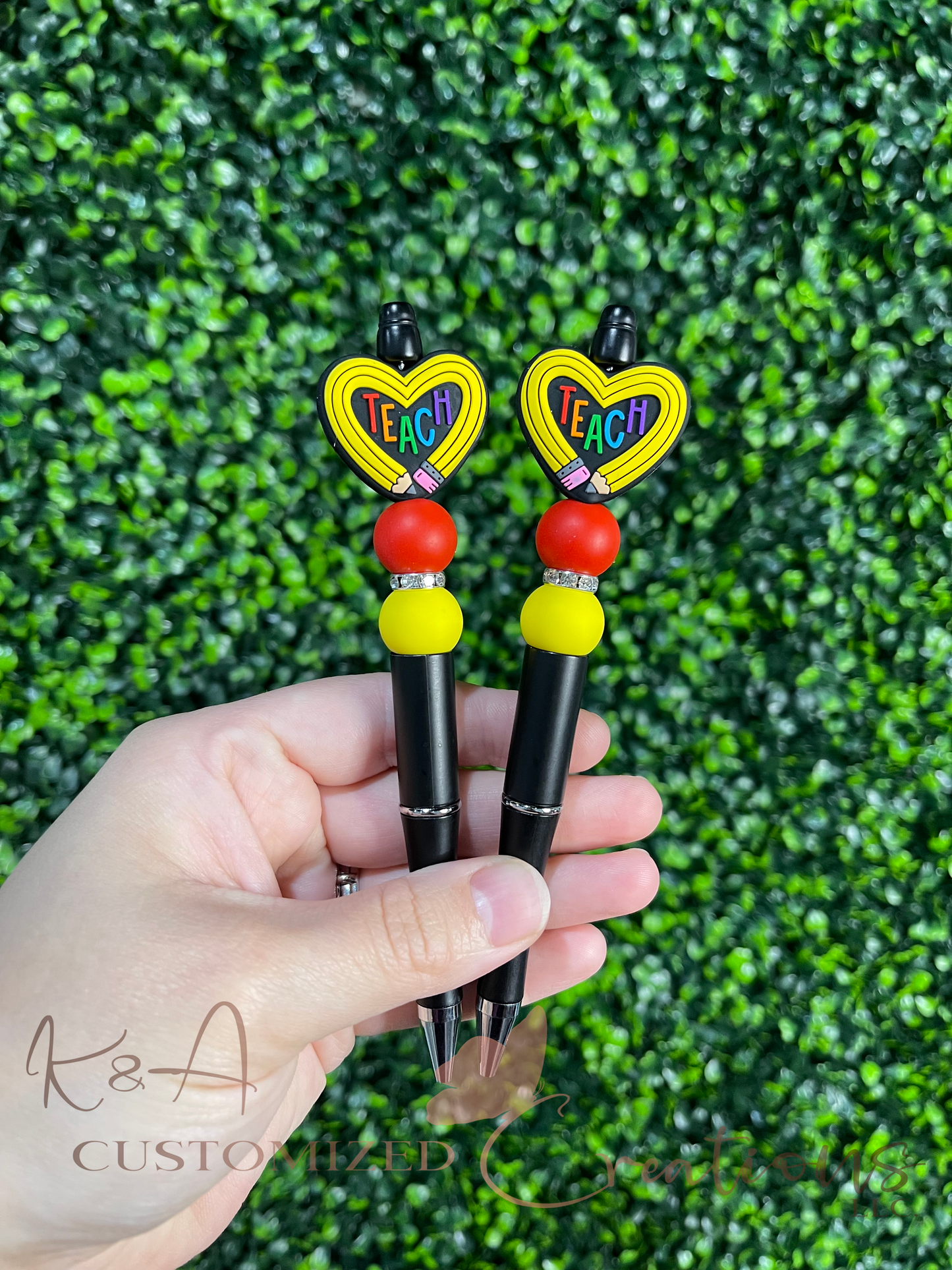 Teach Heart Beaded Pen