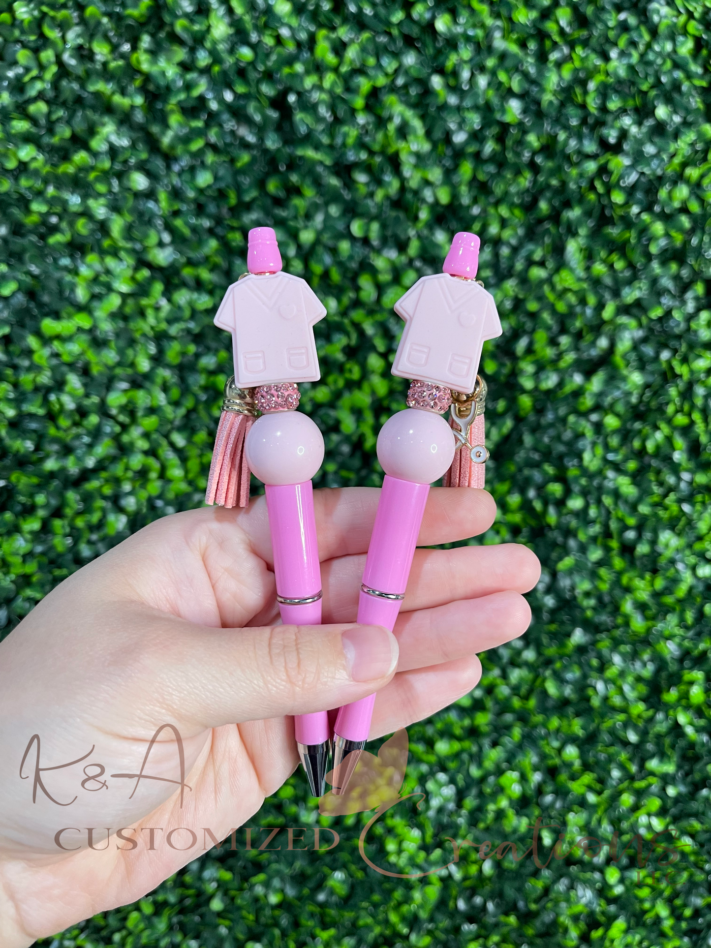 Pink Nurse Beaded Pen