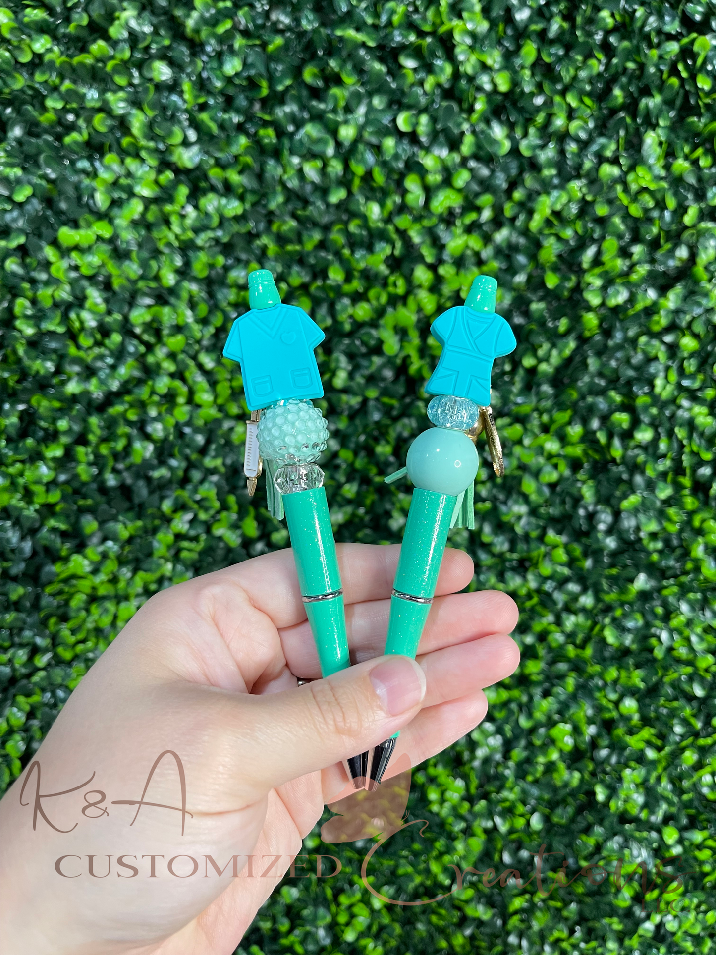 Teal Nurse Beaded Pen