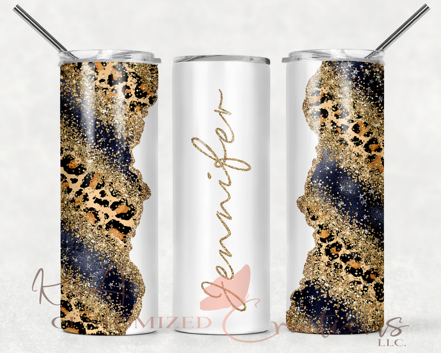 Black & Gold Leopard Marble 20oz Tumbler