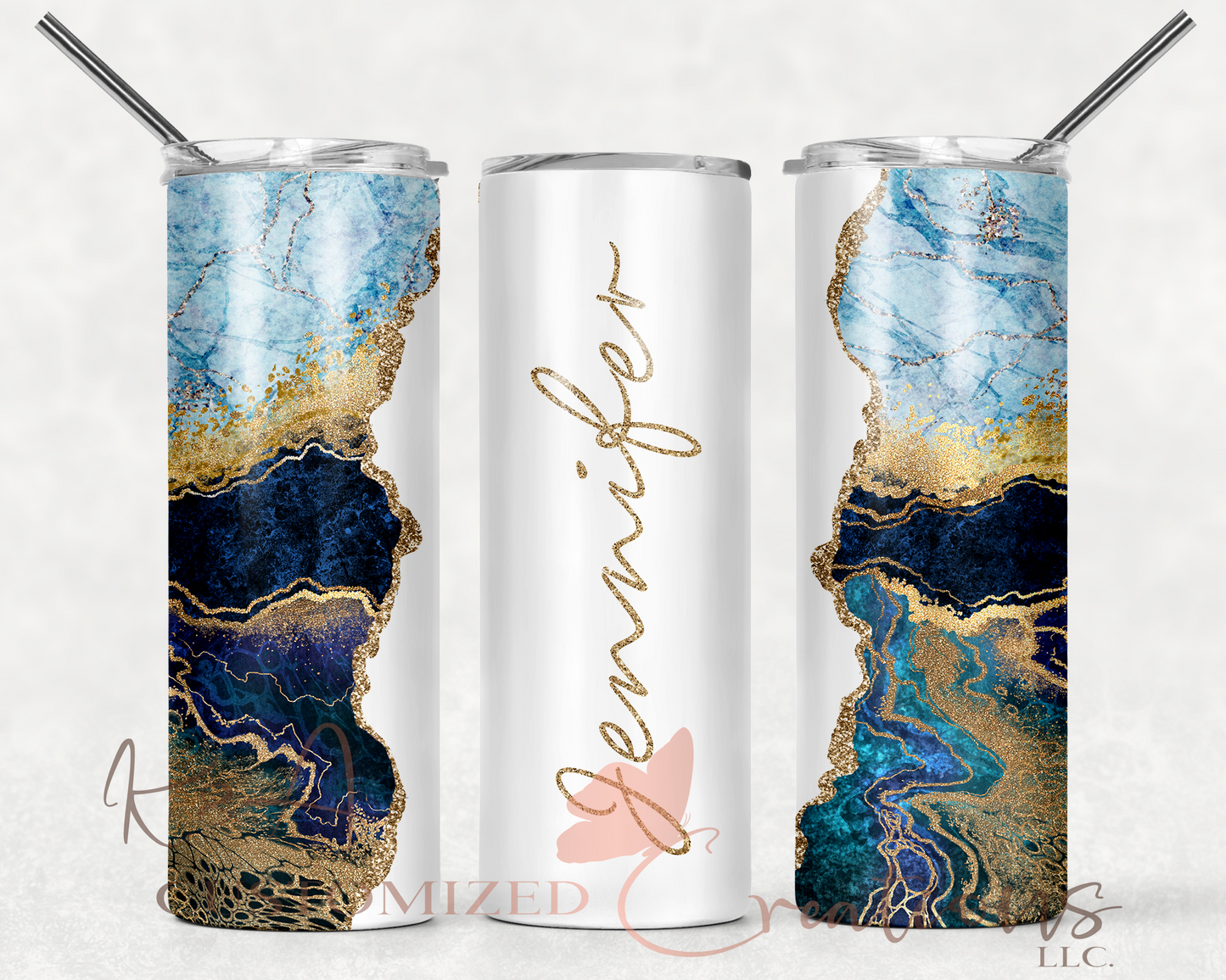 Blue & Gold Marble 20oz Tumbler