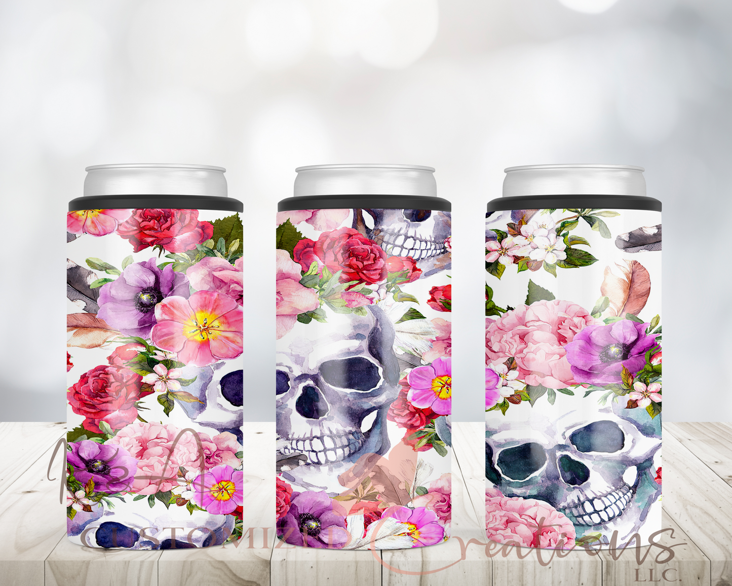 Floral Skull 12oz 2 in 1 Can Doozie