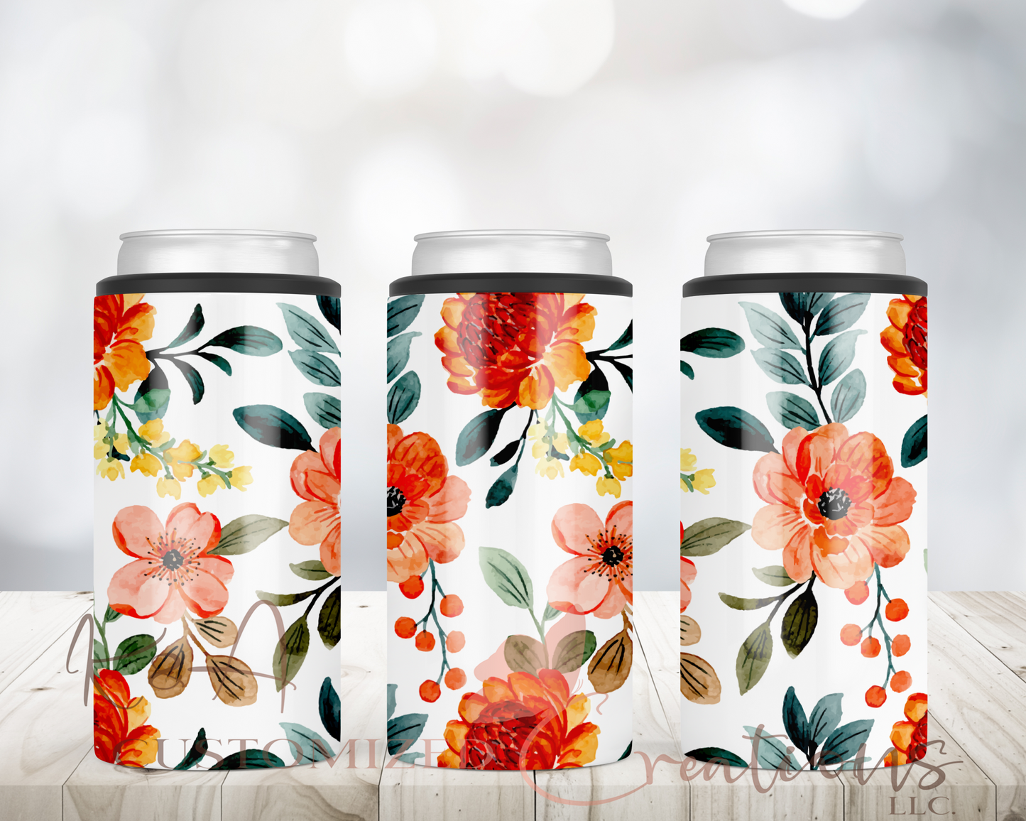 Water Floral 12oz 2 in 1 Can Doozie