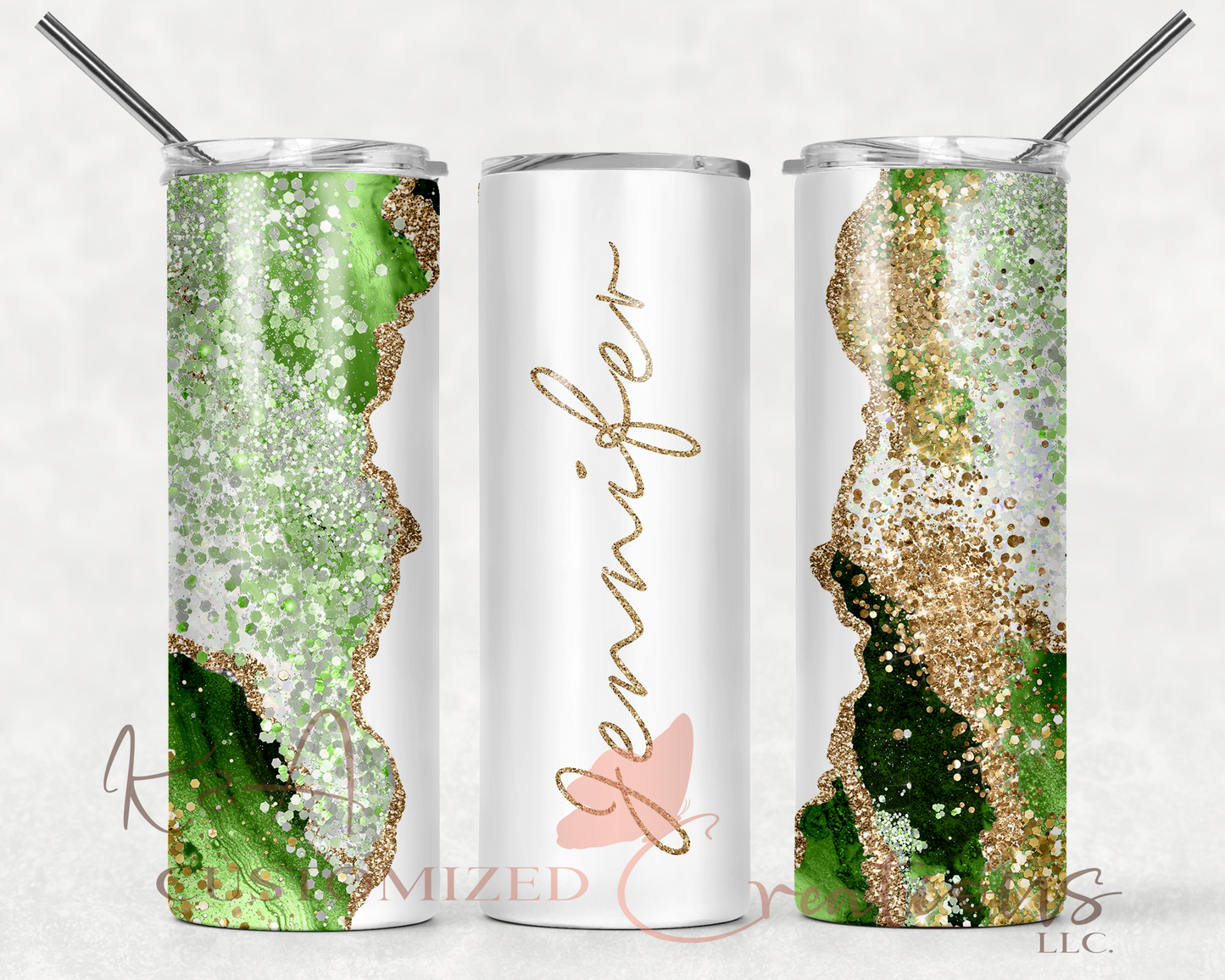 Lime Green & Gold Marble 20oz Tumbler