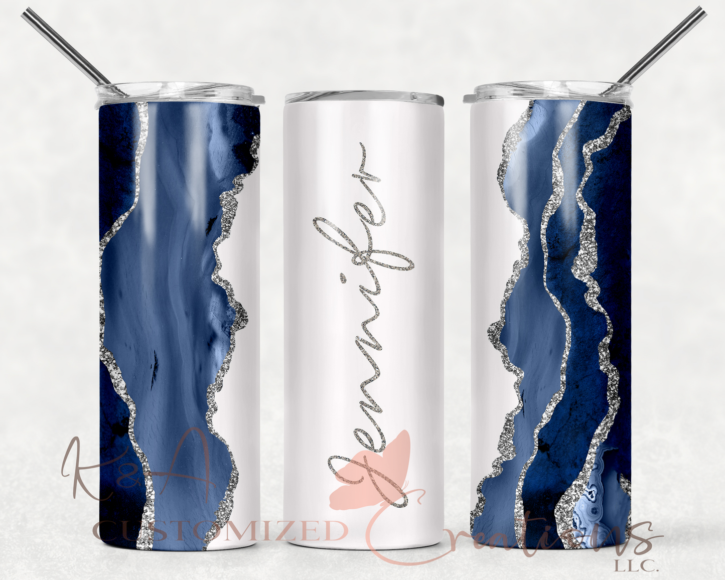 Blue & Silver Marble 20oz Tumbler
