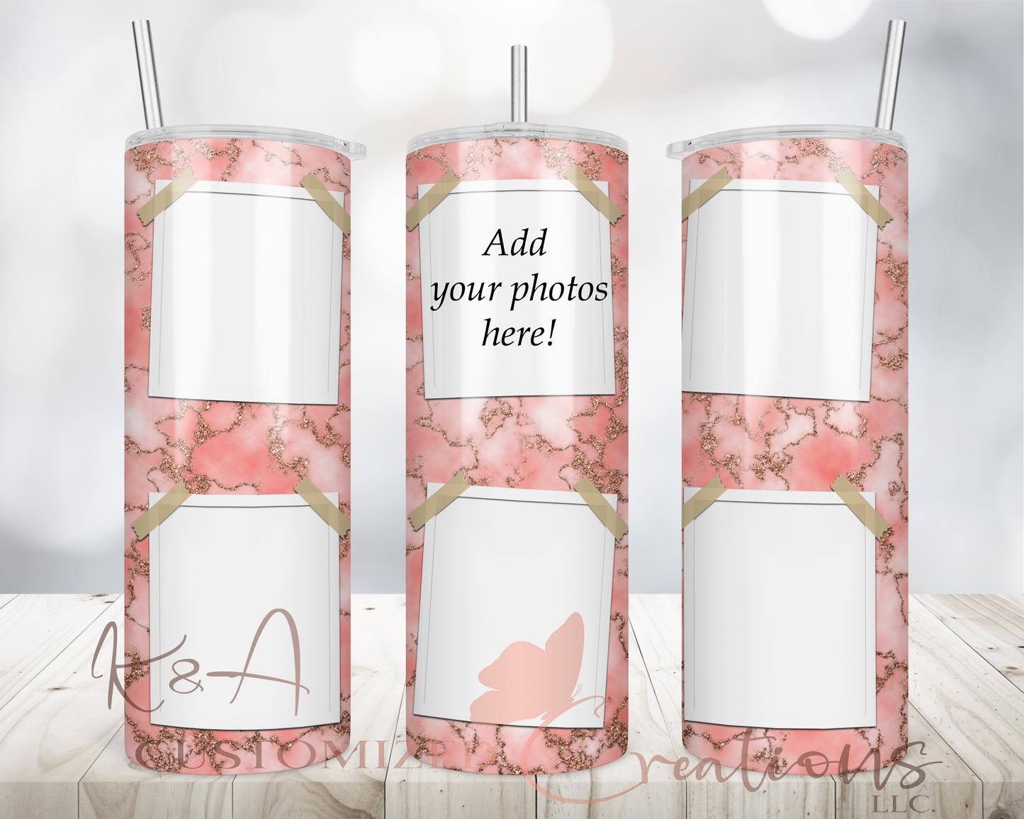 Pink Marble Photo 20oz Tumbler