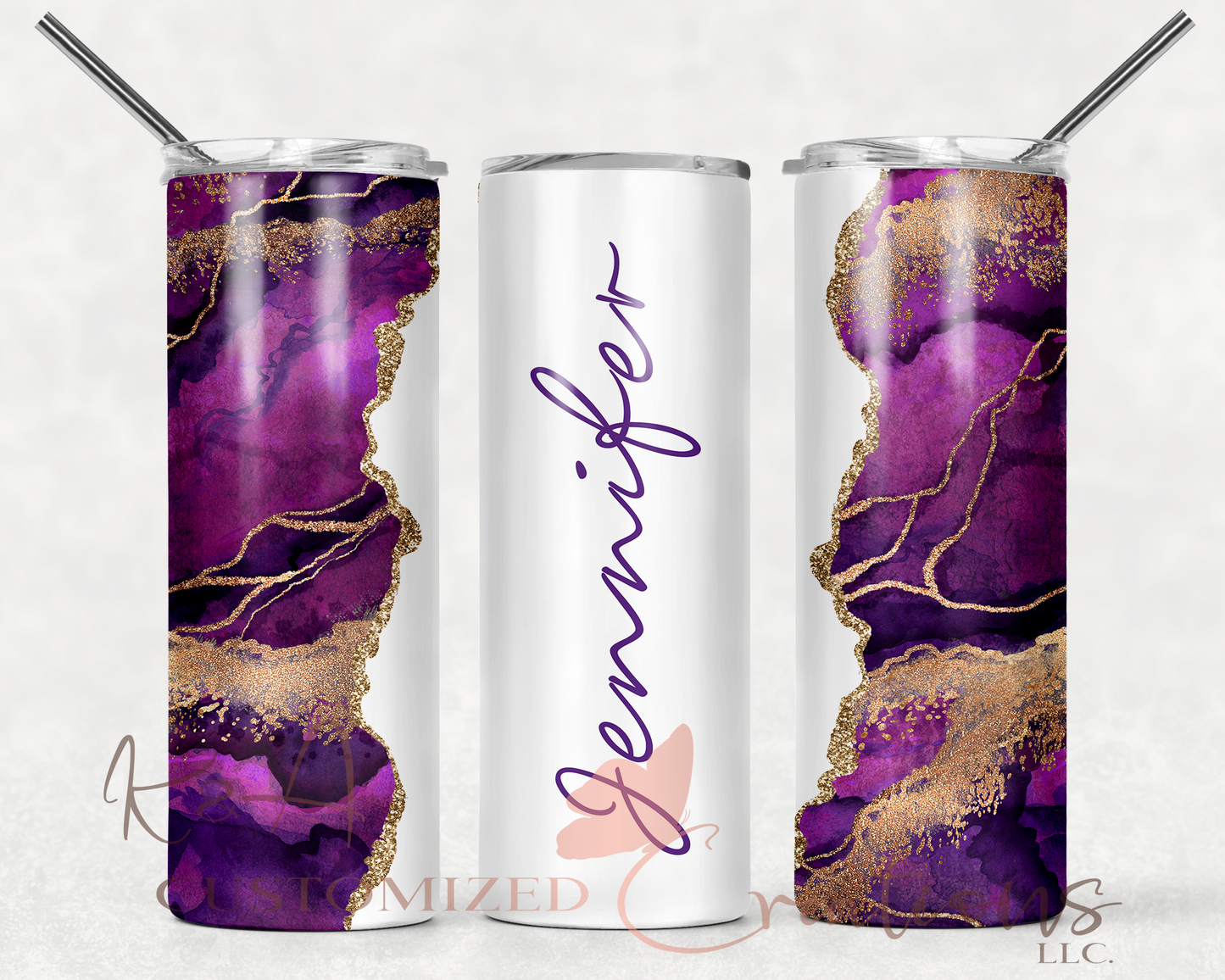 Violet & Gold Marble 20oz Tumbler