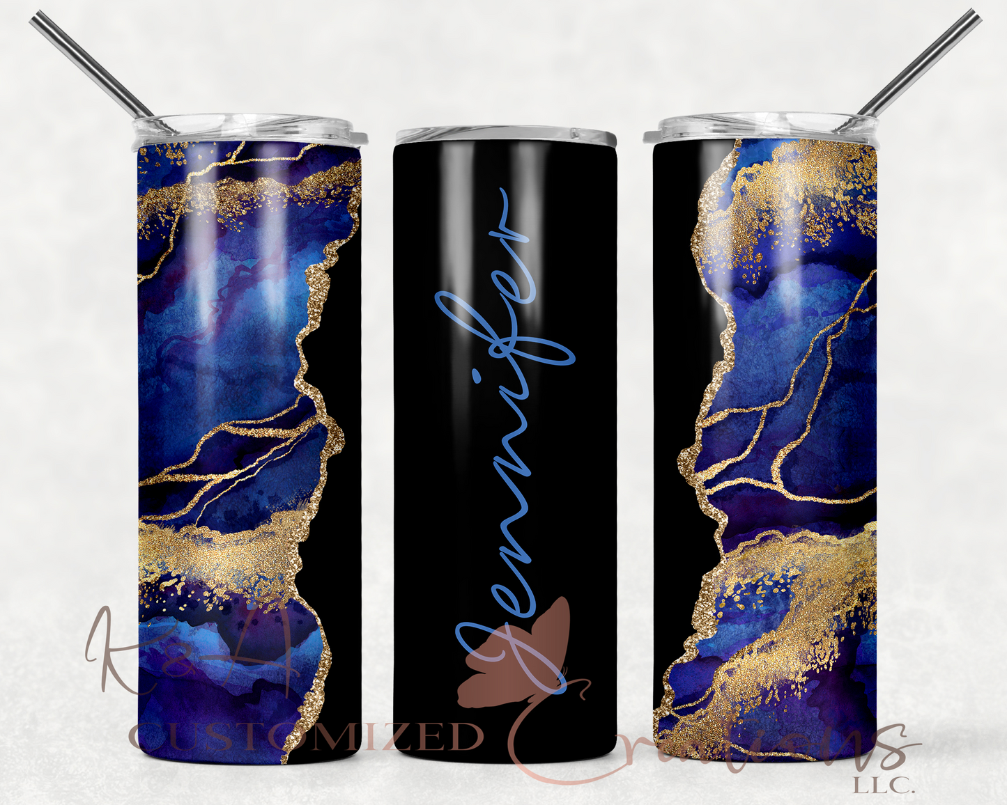 Royal & Black Marble 20oz Tumbler