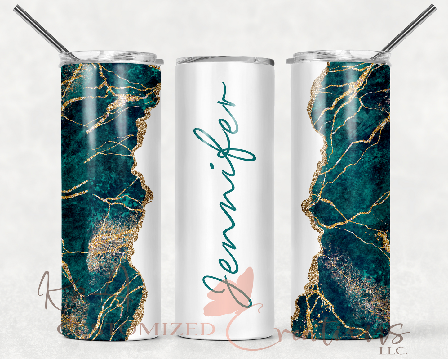 Deep Green Multi Marble 20oz Tumbler
