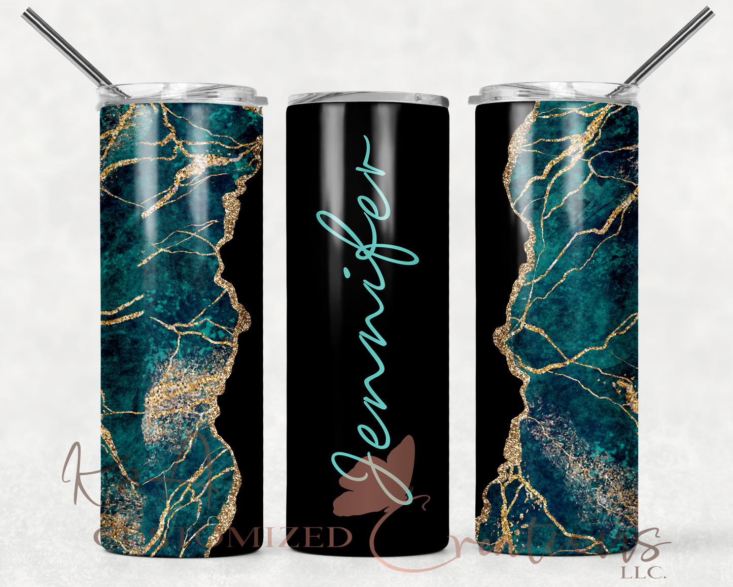 Green & Black Marble 20oz Tumbler