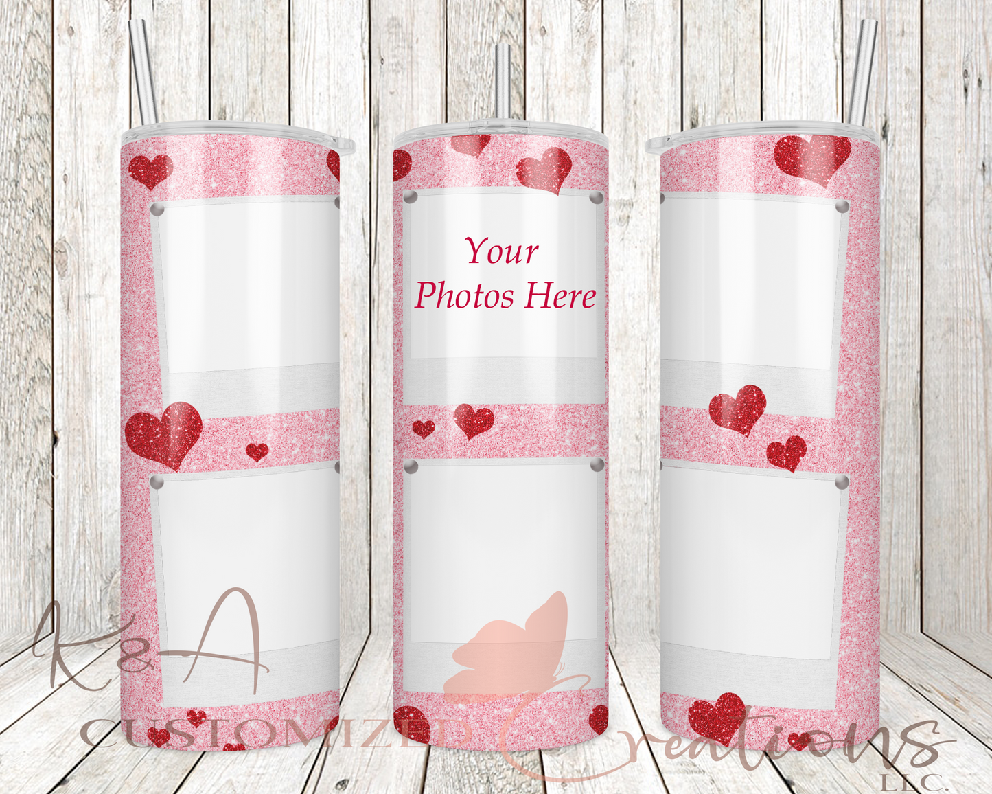 Red Hearts Photo 20oz Tumbler