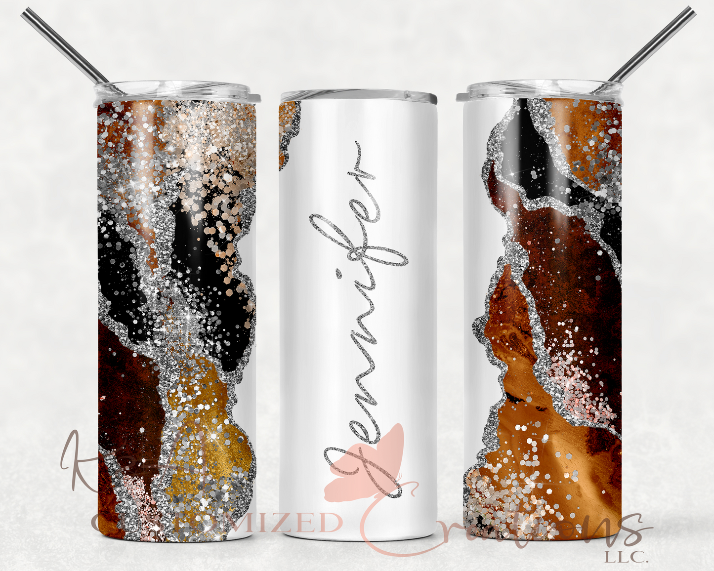 Bronze & Glitter Marble 20oz Tumbler