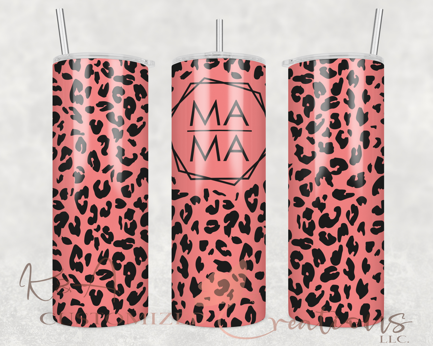 Coral Leopard Mama 20oz Tumbler