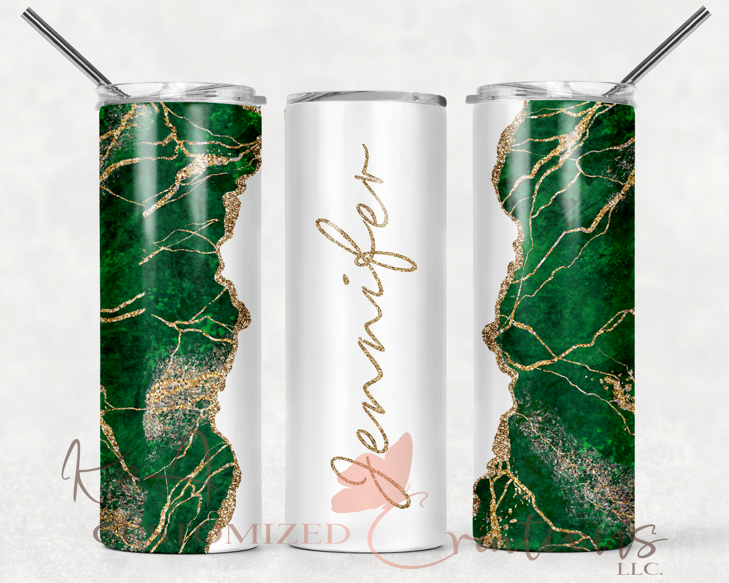 Green & Gold Marble 20oz Tumbler
