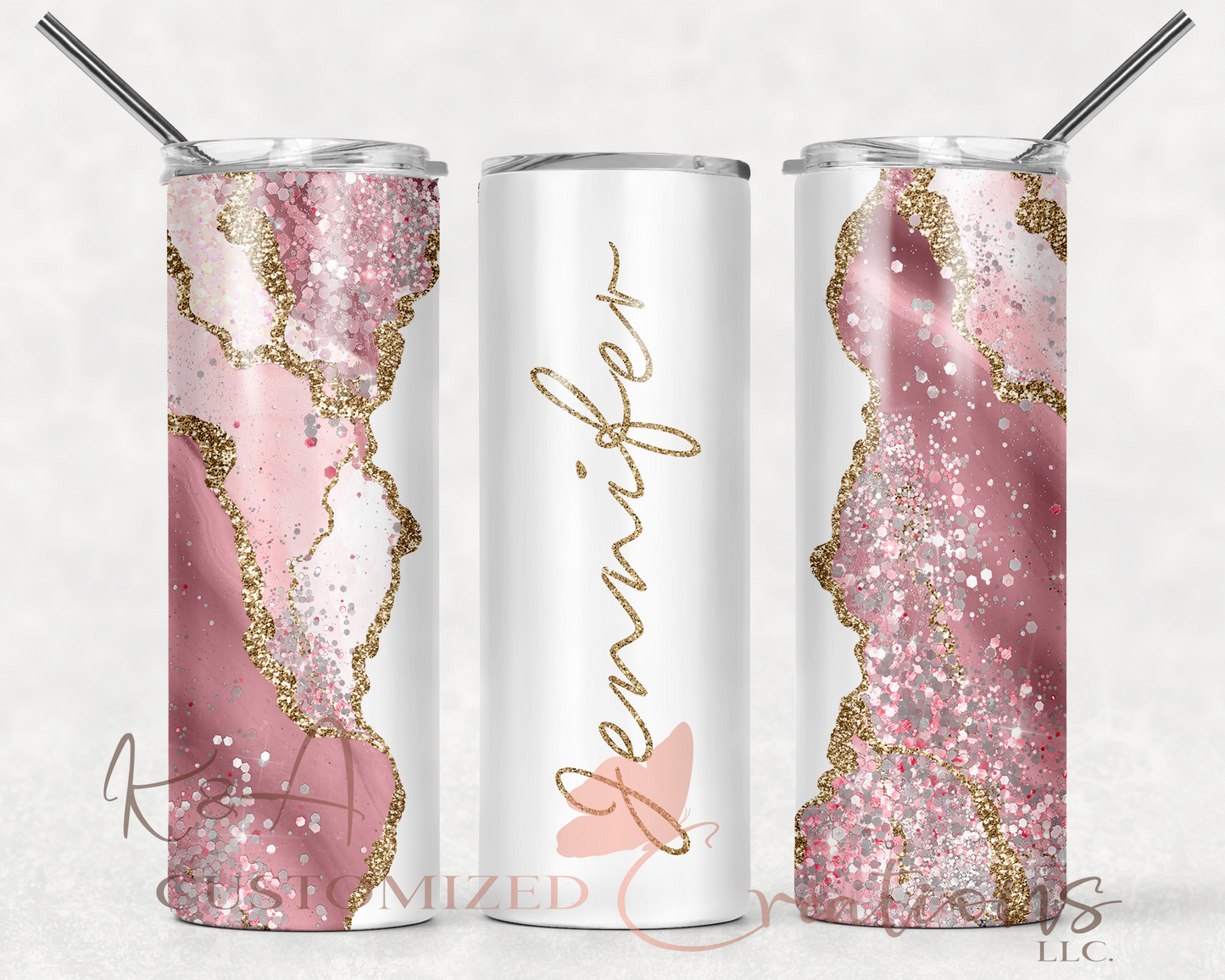 Pink & Gold Marble 20oz Tumbler