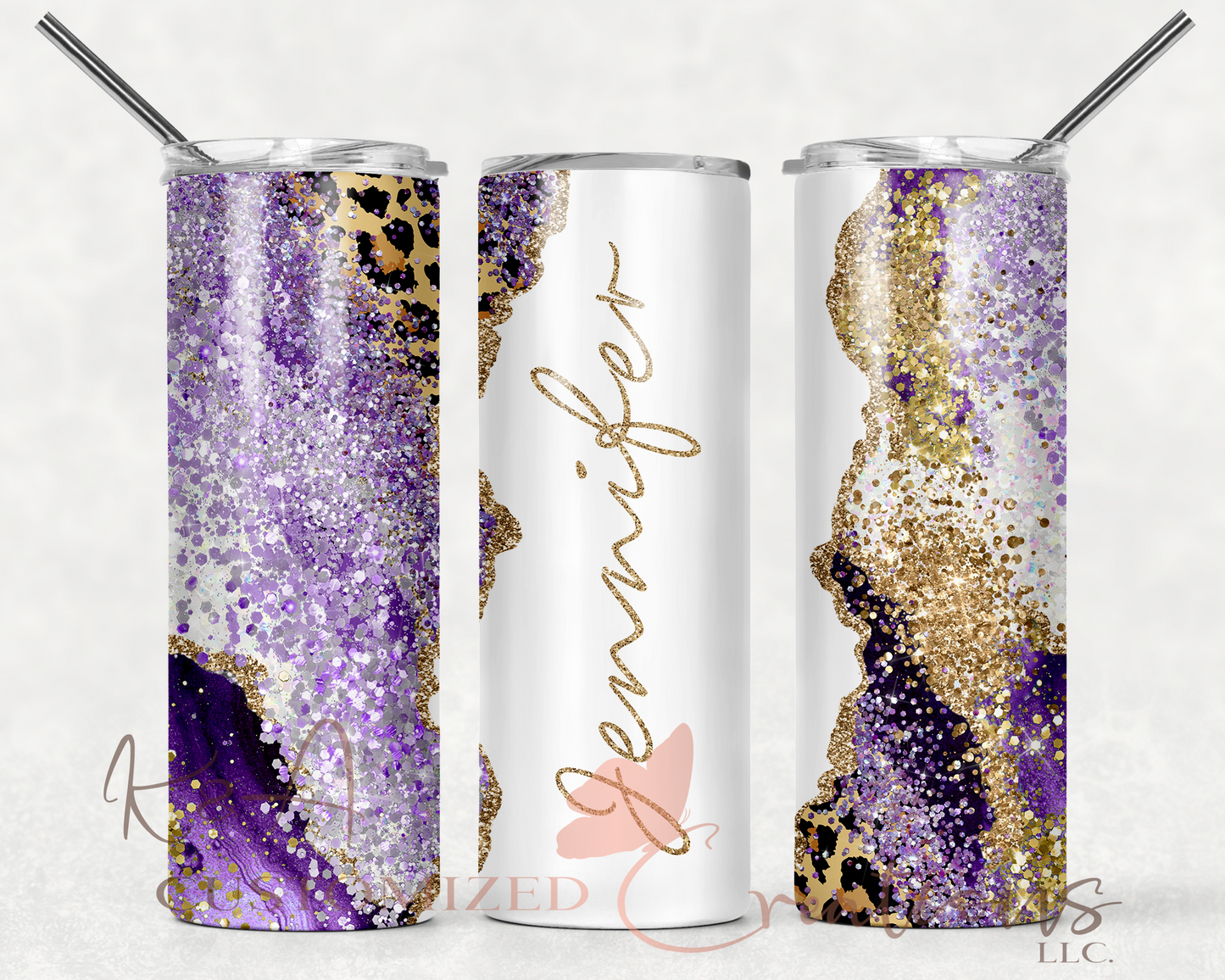 Purple & Leopard Multi Marble 20oz Tumbler