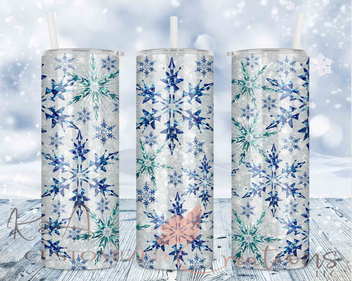 Blue Snowflake 20oz Tumbler