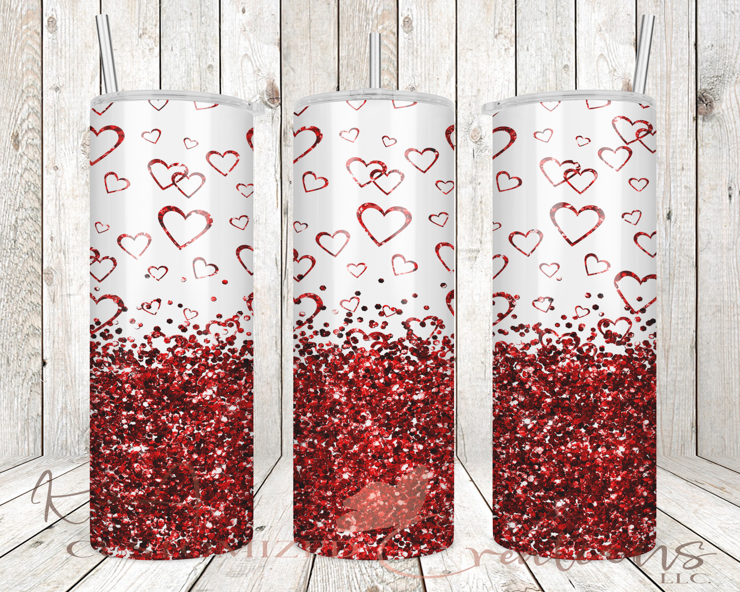 Glitter Hearts 20oz Tumbler