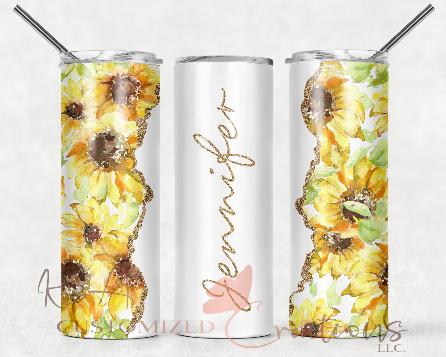 Brushed Marble Sunflower 20oz Tumbler