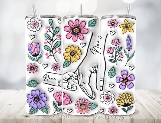 Personalized Floral Hand 20oz Tumbler