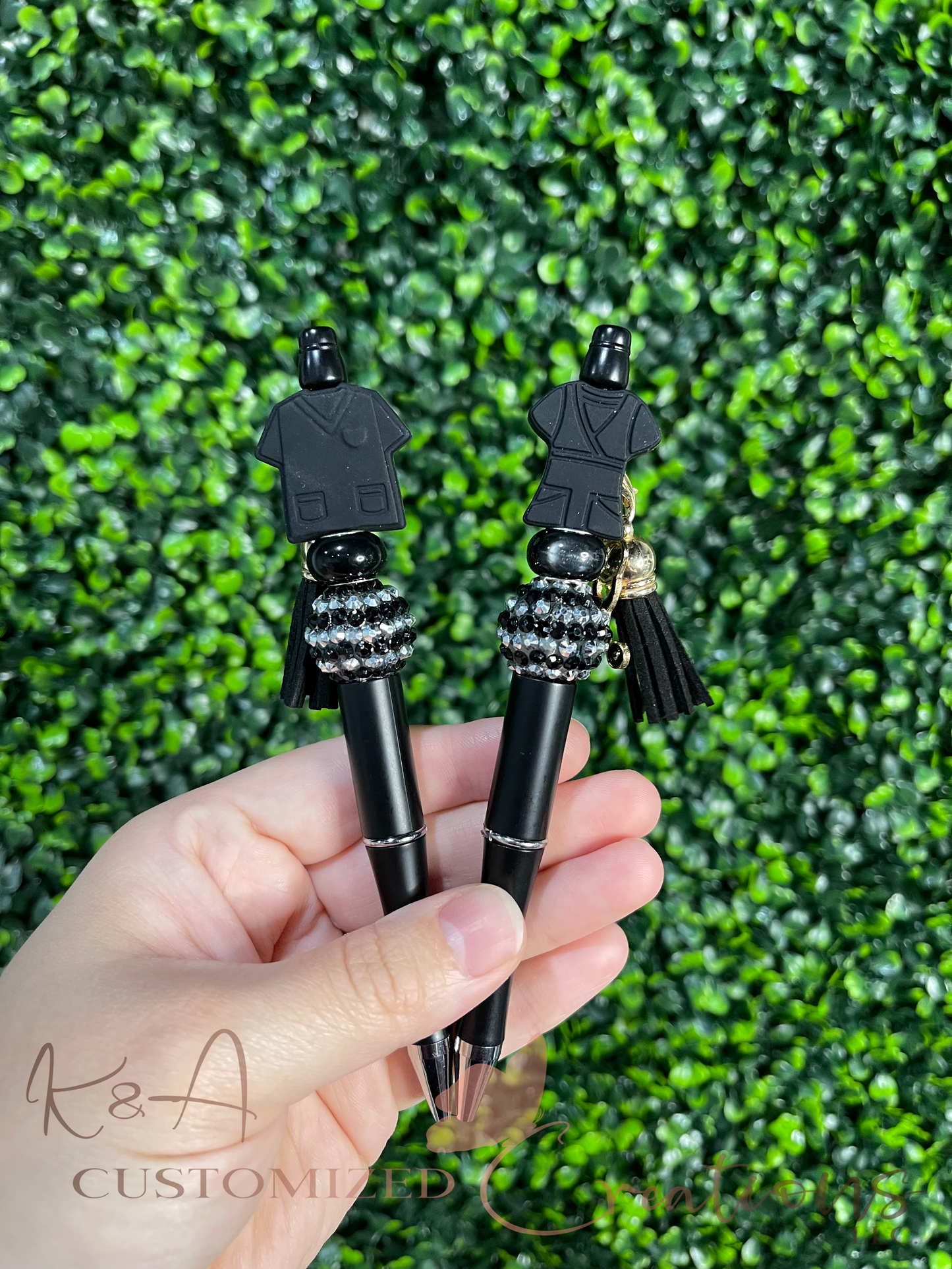Black Sparkle Nurse Beaded Pen
