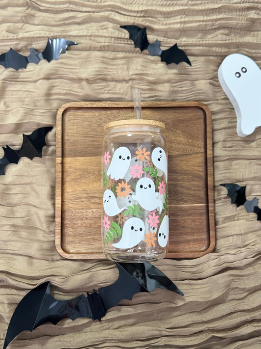 Boo-tiful Blooms 16oz Glass Tumbler