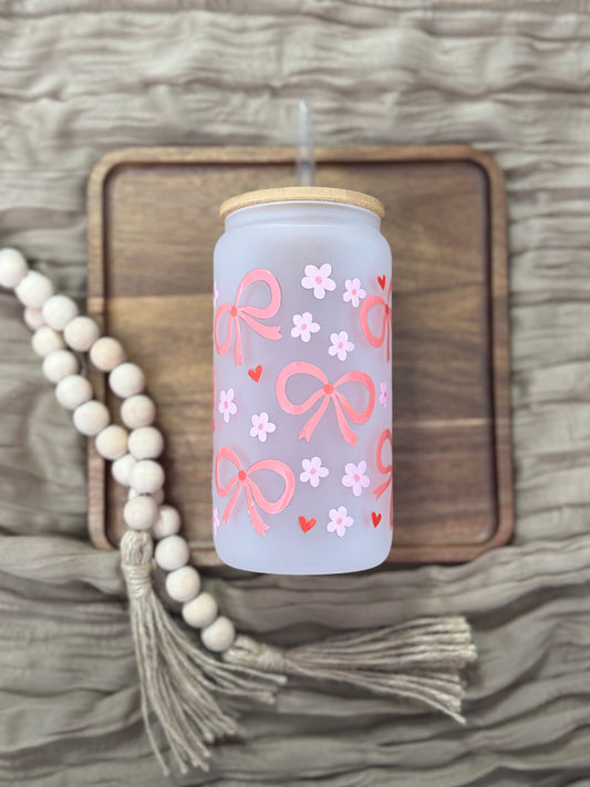 Pretty In Pink 16oz Glass Tumbler