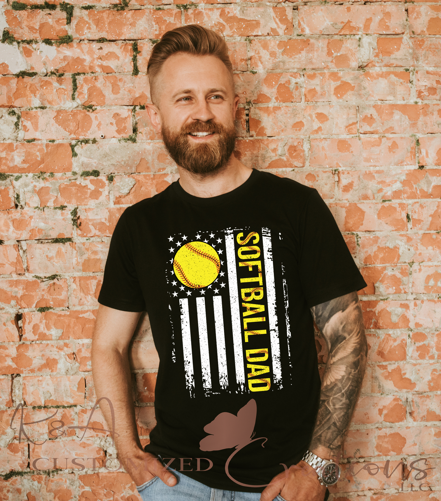 Softball Dad Flag Tee