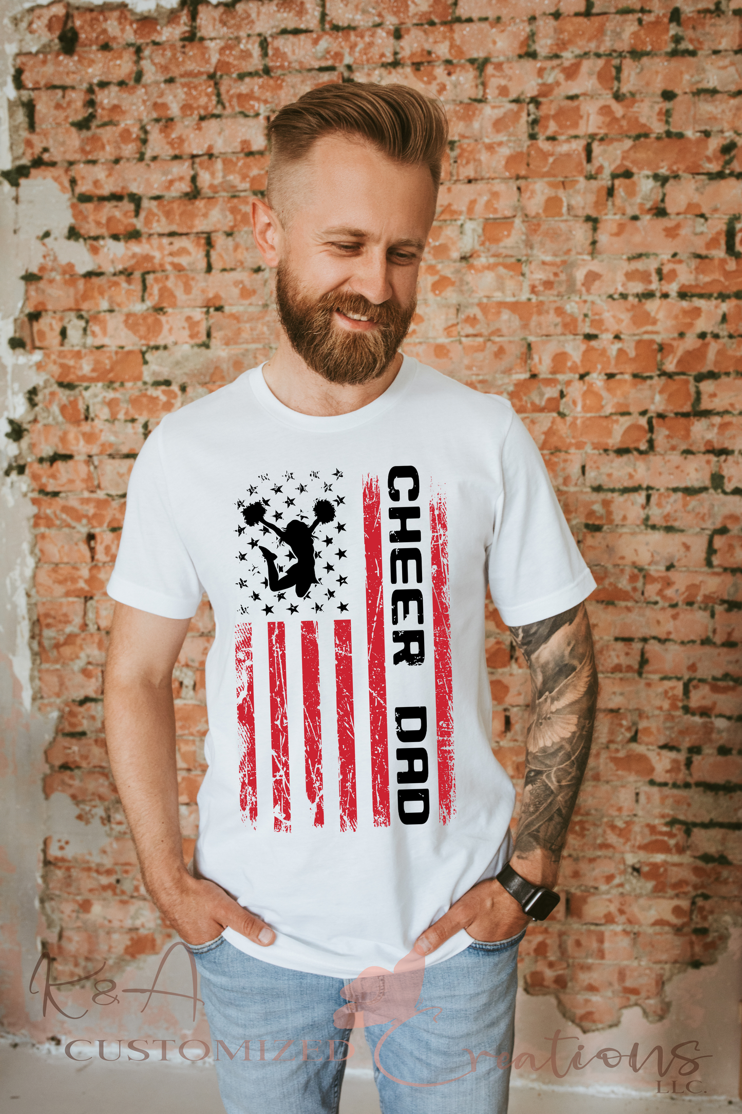 Cheer Dad Red Flag Tee