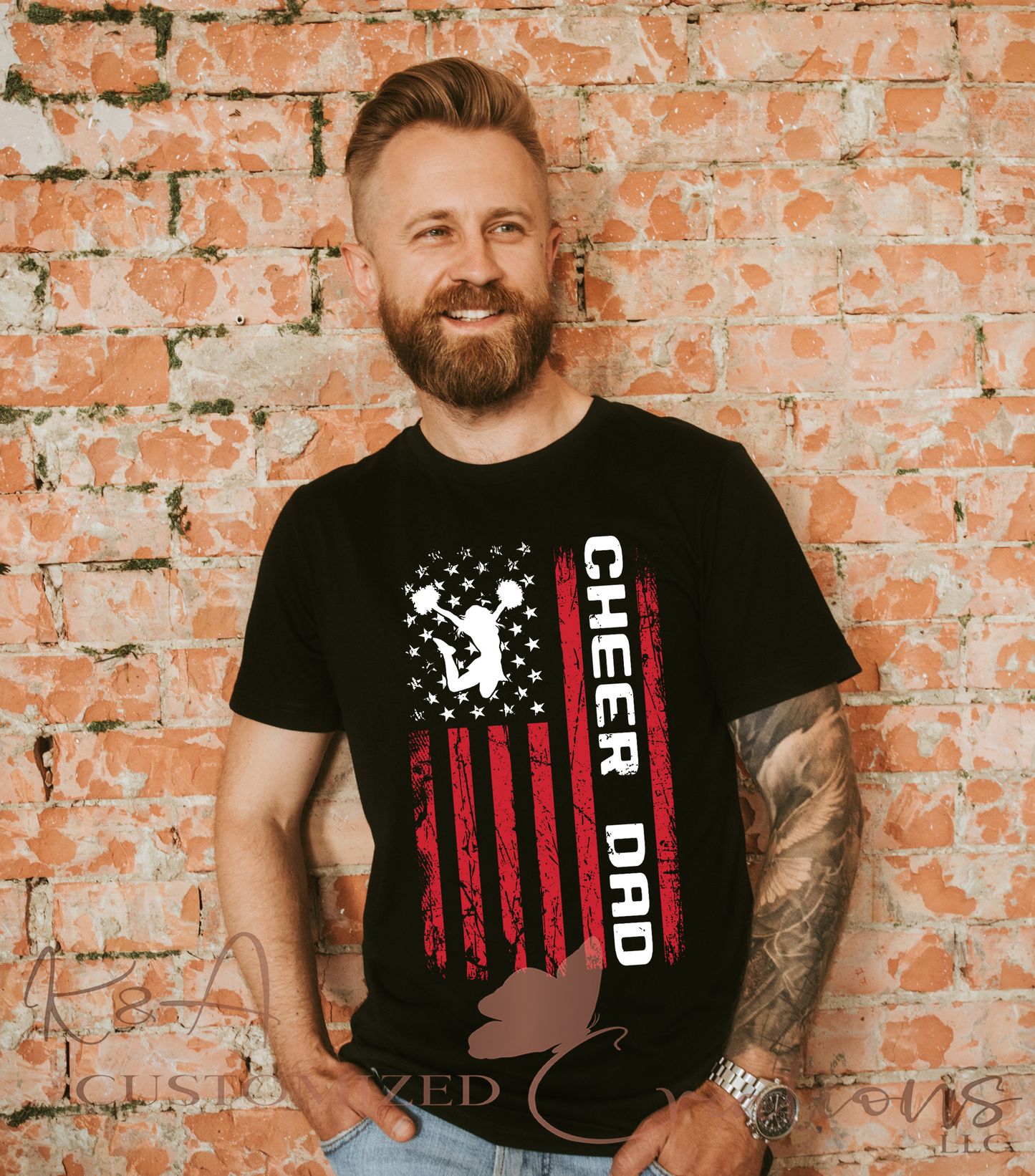Cheer Dad Red Flag Tee