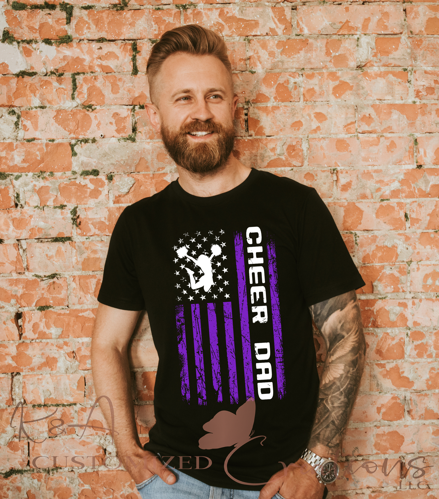 Cheer Dad Purple Flag Tee