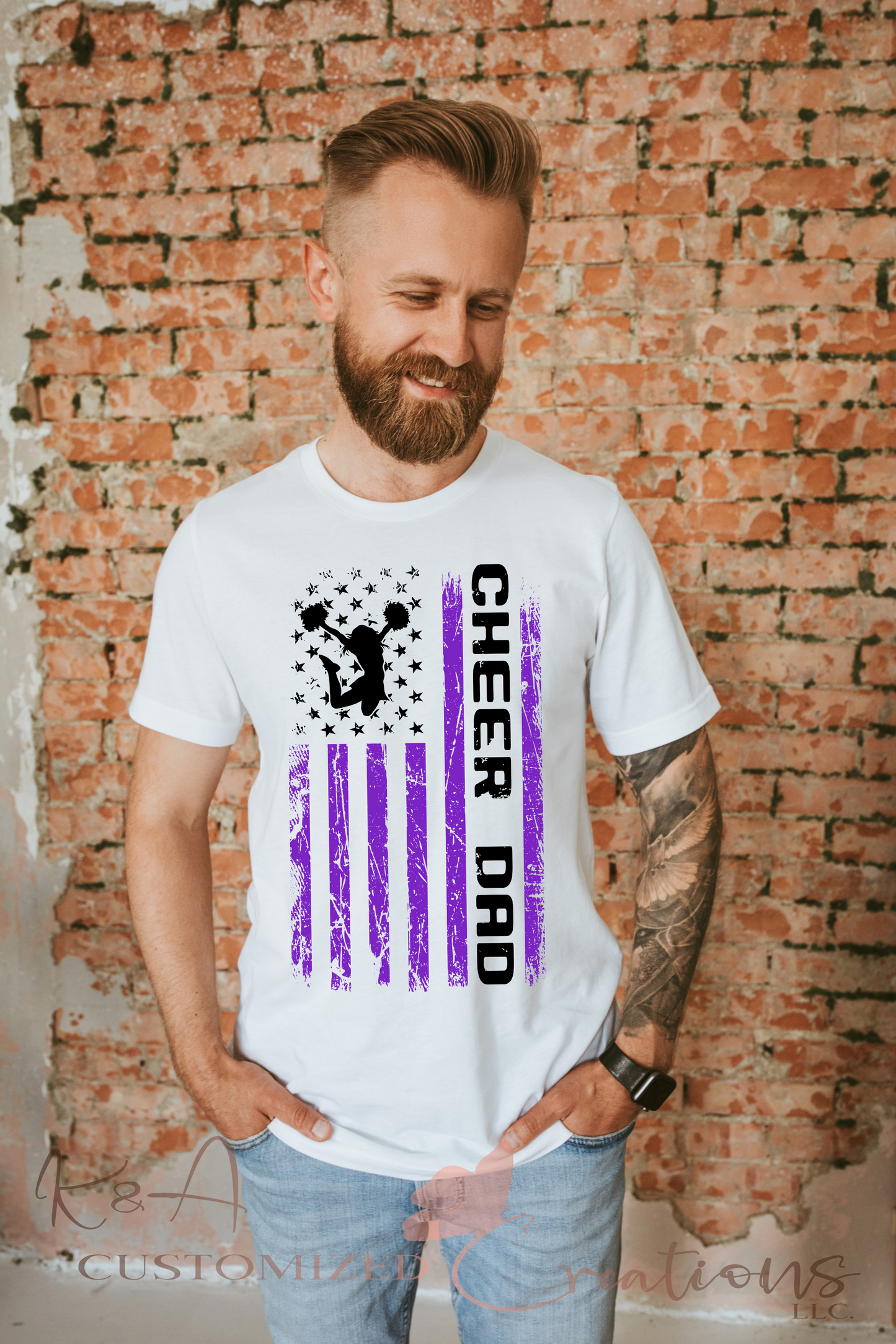 Cheer Dad Purple Flag Tee