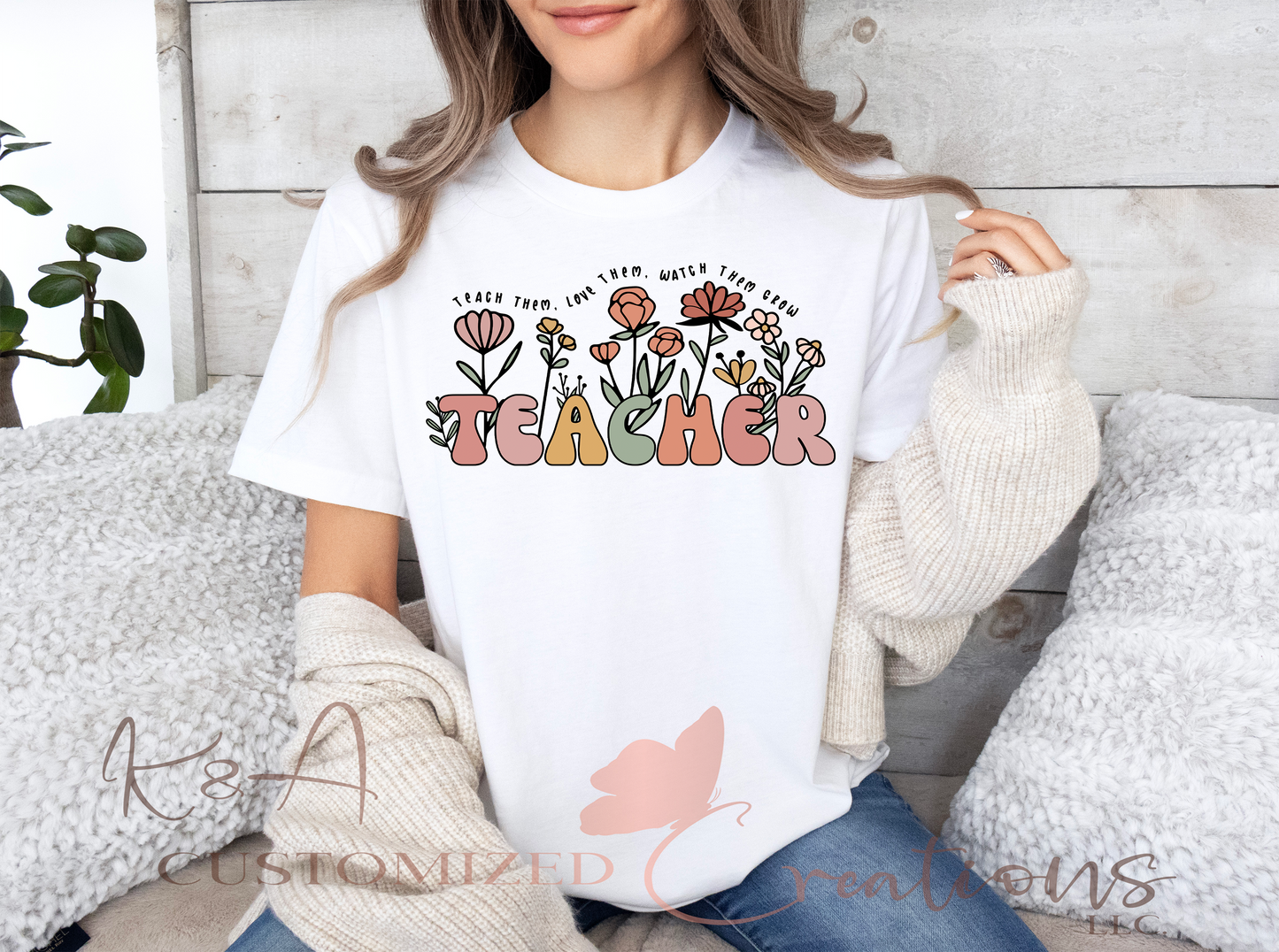 Retro Wildflower Teacher Tee