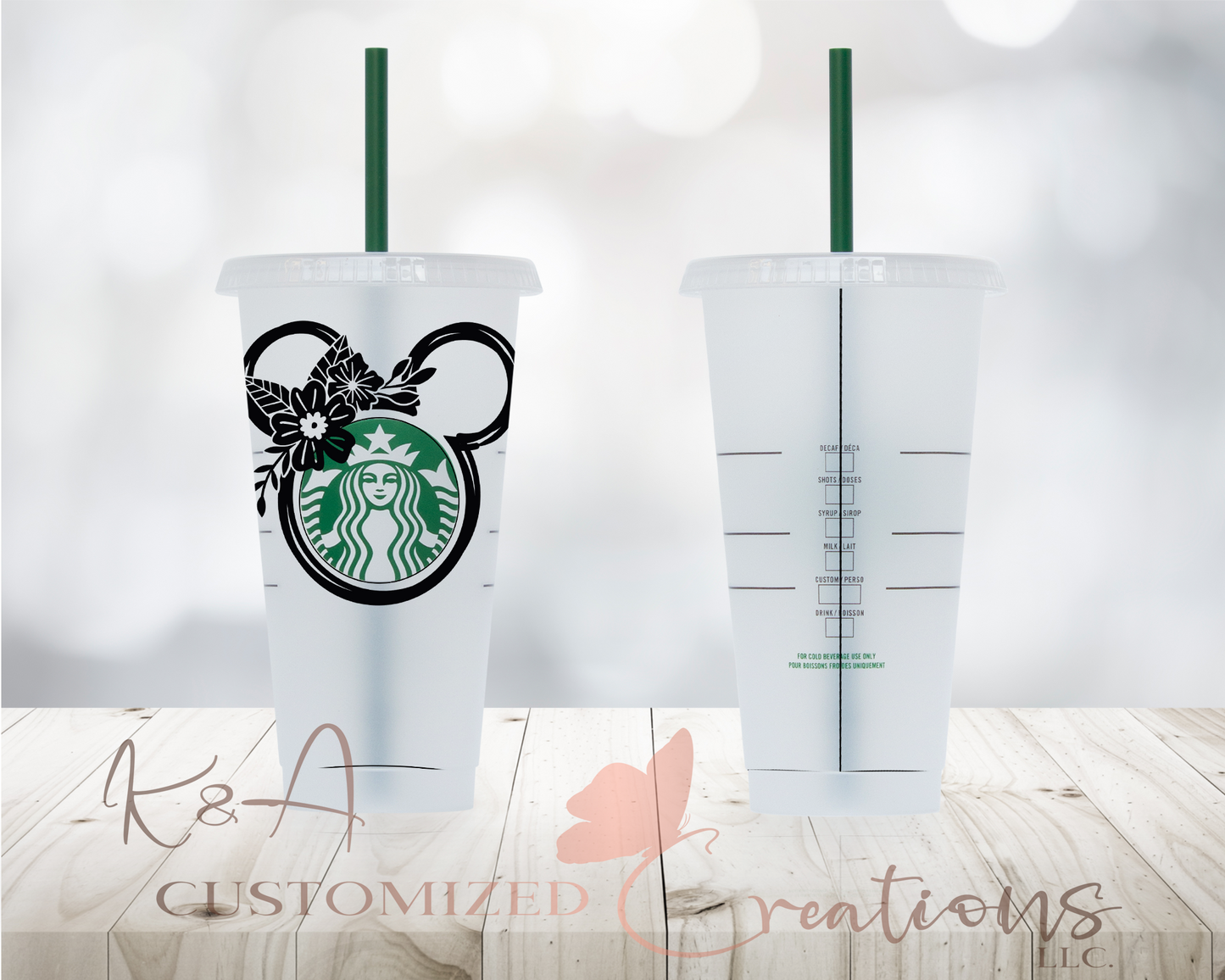 Floral Minnie Starbucks 24oz Cold Cup