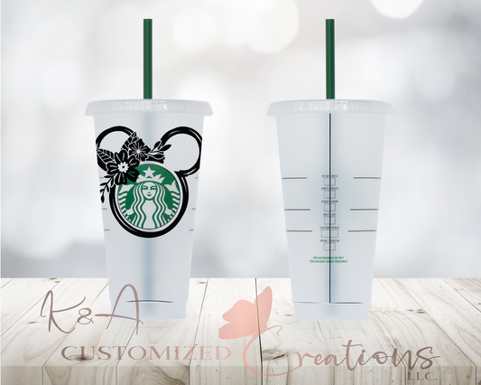 Floral Minnie Starbucks 24oz Cold Cup