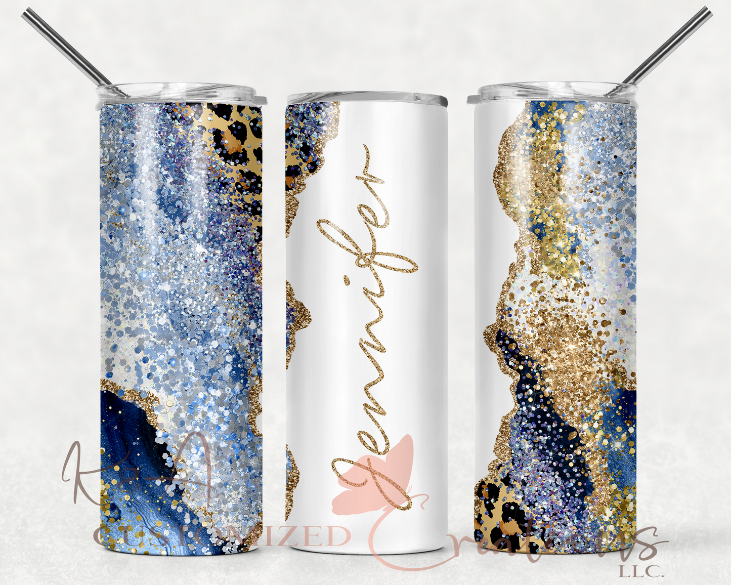 Blue & Leopard Marble 20oz Tumbler