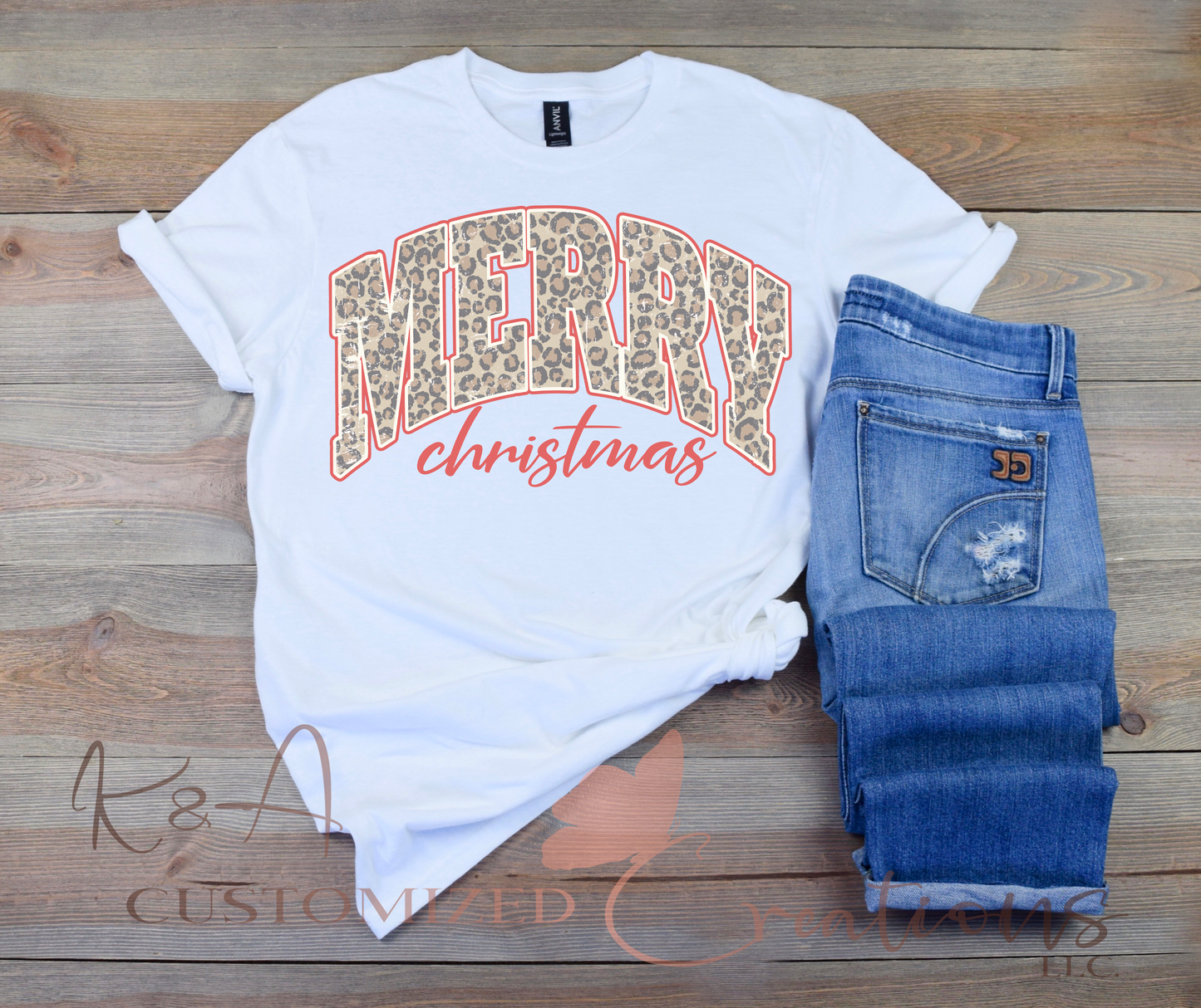 Merry Christmas Leopard Tee