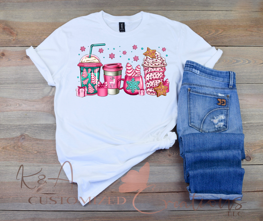 Pink Christmas Coffee Tee
