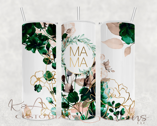 Green Floral Mama 20oz Tumbler