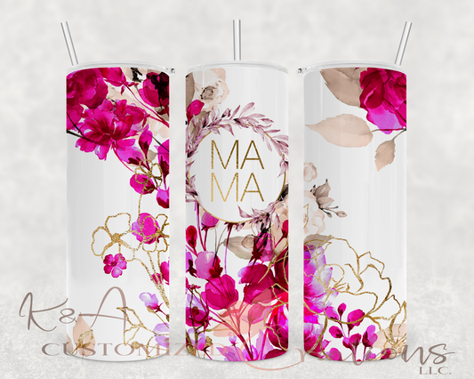 Pink Floral Mama 20oz Tumbler