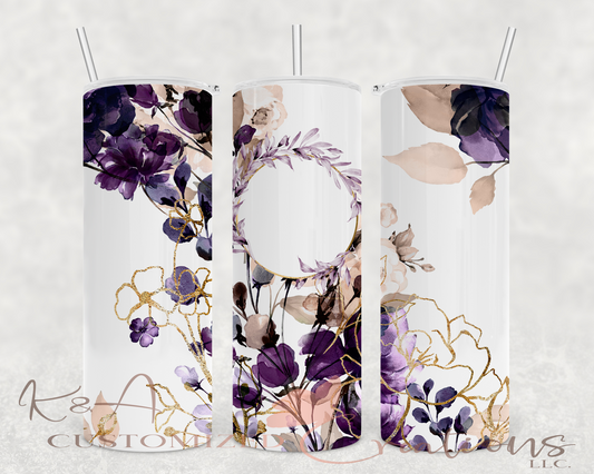 Custom Purple Floral 20oz Tumbler