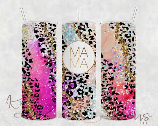 Multi Color Leopard Mama 20oz Tumbler