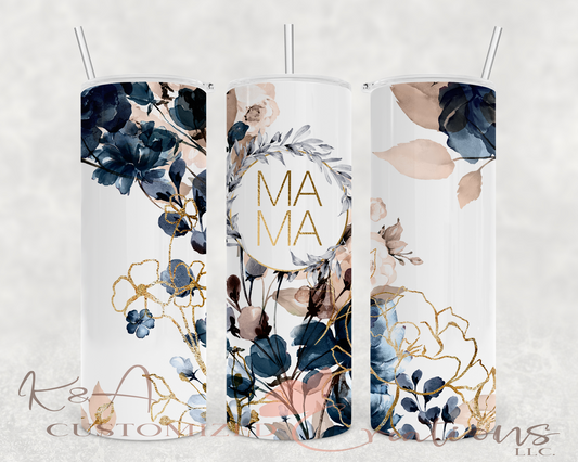 Navy Floral Mama 20oz Tumbler