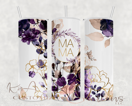 Purple Floral Mama 20oz Tumbler