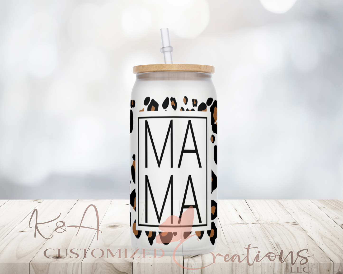 Leopard Mama Libby Glass Can