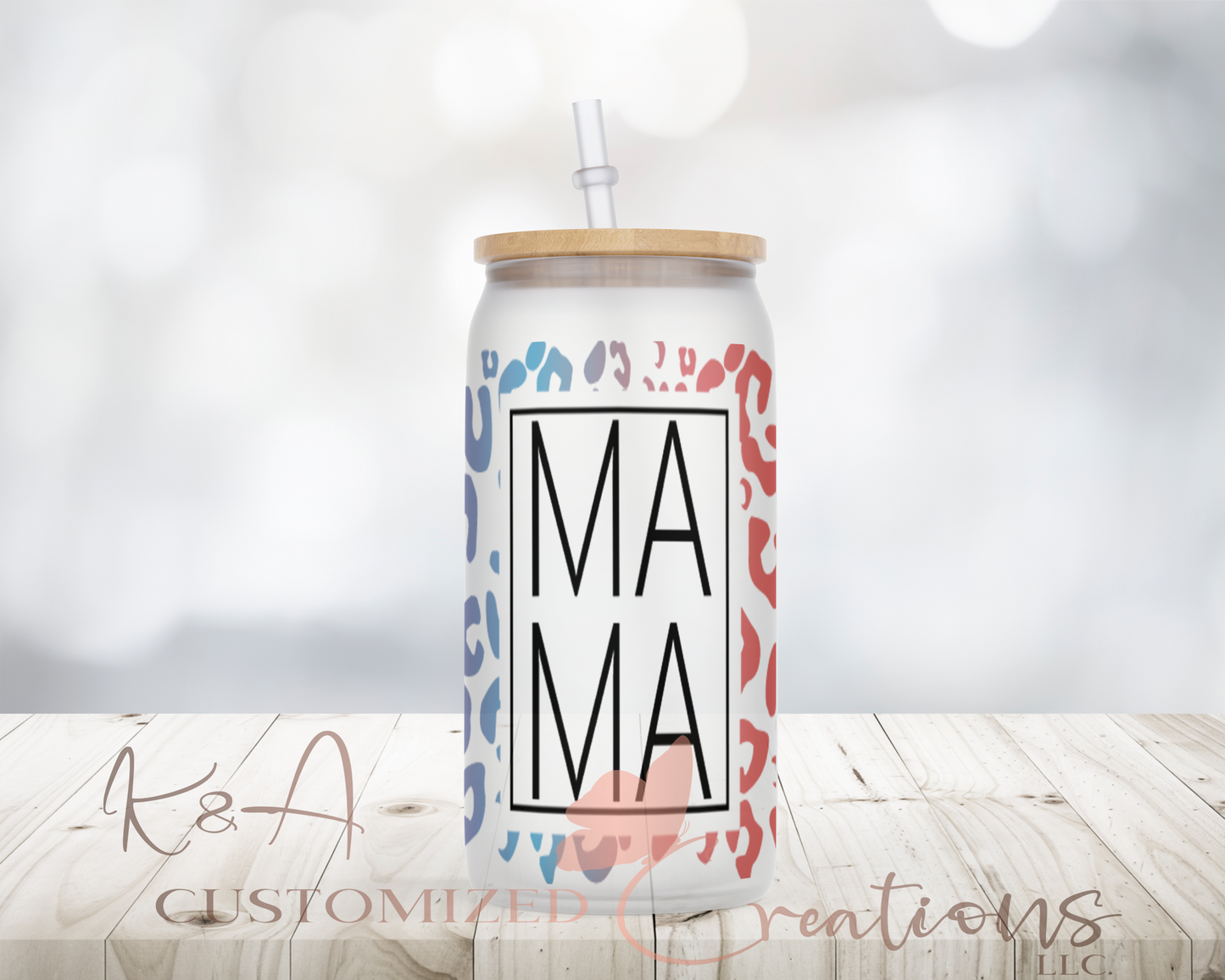 Rainbow Cheetah Mama Libby Glass Can