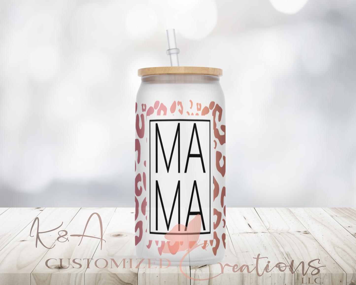 Rose Cheetah Mama Libby Glass Can