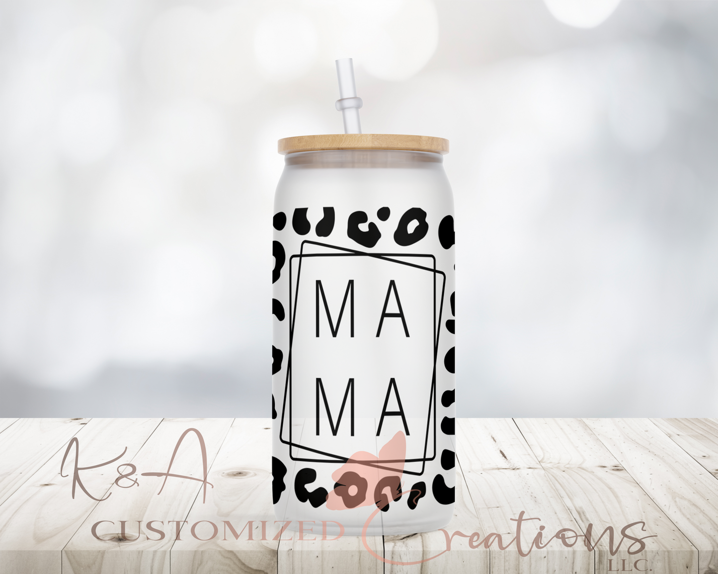 Black Cheetah Mama Libby Glass Can